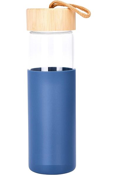 Generic Excefore Glass Water Bottle, 500ML Gym Drinking Bottles with Slip Resistant Silicone Sleeve and Lea
