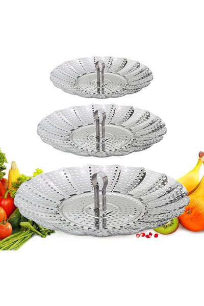 Arabest طقم سلة تبخير مكون من 3 قطع: سلة تبخير قابلة للتعديل وقابلة للطي من ا...