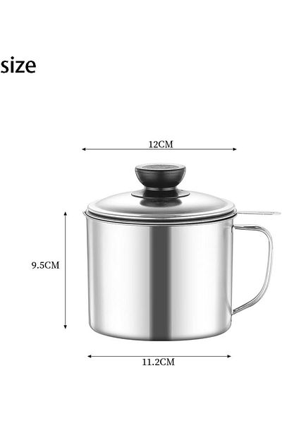 Generic 1 pcs Food-grade Stainless Steel Cooking Oil Keeper with Lid and Easy-Grip Handle Suitable for Stor