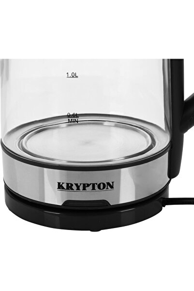 KRYPTON KNK6221 Wireless Glass Electric Kettle 2L 1500W Black/Silver