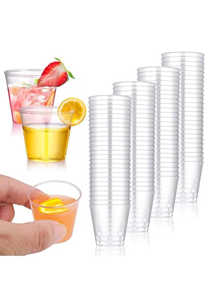 X SPRING Clear Plastic Cups, 100 Pack 30ml Plastic Shot Glasses Made of PS Material, Premium Disposa