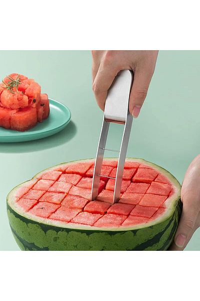 Generic KASTWAVE Stainless Steel Watermelon Slicer, Cube Cutter Corer Fruit Vegetable Tools, Quickly Safe C