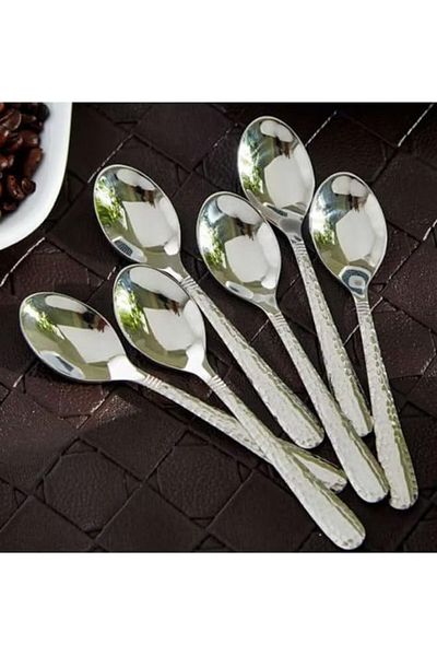 Generic AMGREEN 6-Piece Hammered Mocha Spoon Set Silver 11.25x1.5x2.75cm