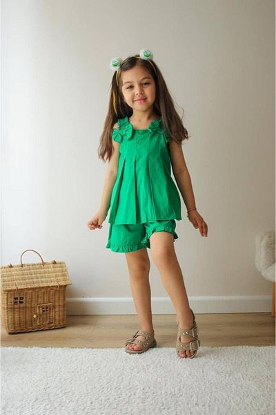KOKOŞ BEBEK Ruffled ribbon detailed shorts set