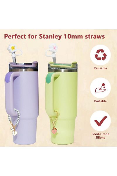 Generic KASTWAVE Straw Covers & Initial Charms for Stanley Cup Tumblers, 2-Pack 30/40 Oz 10mm Topper Set wi