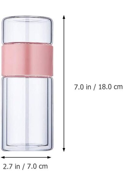 Generic Oasisgalore 1pc Tea Separator Cup Tea Bottle Tea Water Bottle Tea Separation Cup Double Layer Glass