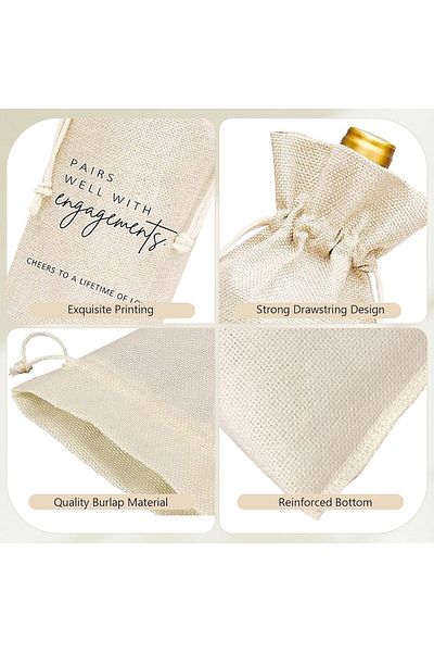 Generic Wedding Wine Bags Engagement Party Decor, Engagement Wine Bottle Gift Bag With Drawstring, Wine Bag