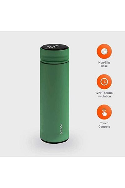 Generic Porodo Smart Water Bottle Cup with Temperature Indicator and Up to 12 Hours of Thermal Insulation,