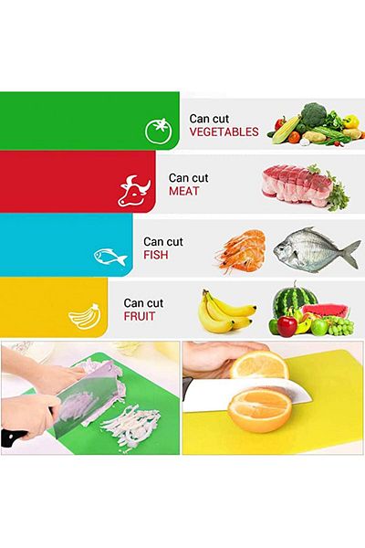 Generic ELECDON Cutting Board,Chopping Boards Set Colorful Plastic Antibacterial Non Stick for Meat Fish Ve