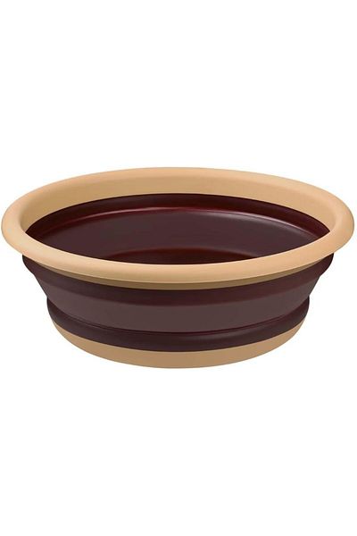 Generic Al Sanidi Silicone Foldable Strainer, Rice, Vegetables and Fruits, BrownxBeige, 33 cm