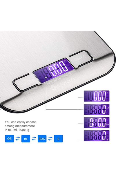 Generic Digital Food Kitchen Scale LCD Display Stainless steel Easy to Clean - Silver Black