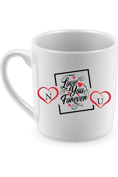 Generic Ceramic Mug for Tea and Coffee with Double-Sided Design N &U Letters