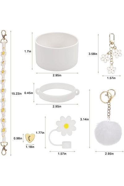 Generic KOWVOWZ Stanley Cup Straw Accessories Set 1 Pcs Water Bottle Handle Strap 2 Pcs Stanley Charms 1 Pc