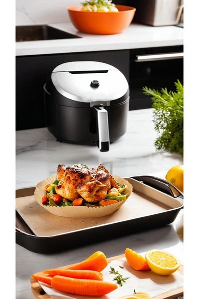 Generic 8-inch Air Fryer Paper Liners, 100 Count, Non-Stick & Oil-Resistant, Eco-Friendly Unbleached Parchm