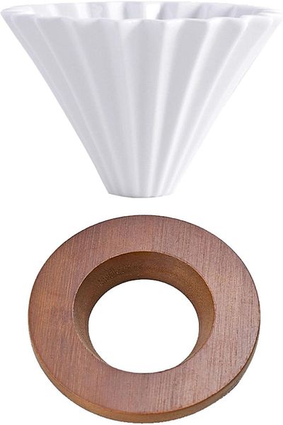 Generic EqiEch V60 Coffee Dripper,Origami Style Cone Coffee Filter,Reusable Ceramic Coffee Drip Filter,1-4