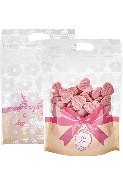 Generic Clear Snack Ziplock Bags, 50 Pack Resealable Plastic Bakery Packaging Window Airtight Candy Present