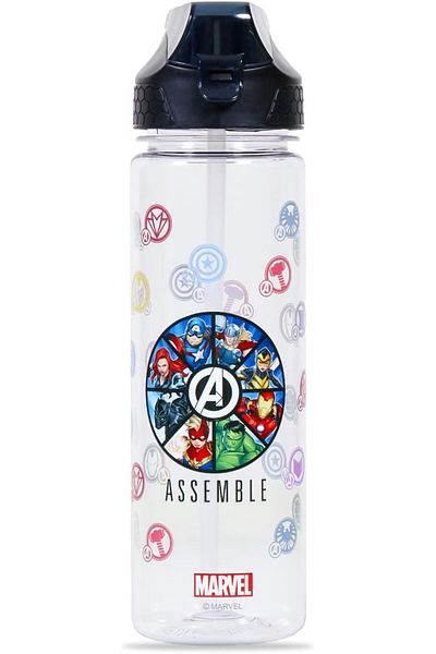 Generic Eazy Kids Marvel Avengers Assemble 2-In-1 Tritan Water Bottle - Black (650ml)