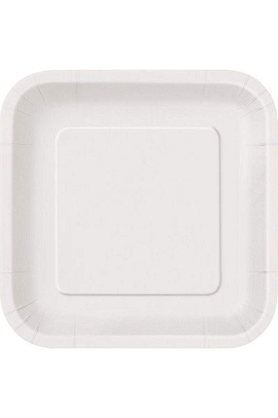 Generic Unique Square Paper Plate 16 Pieces, 7 Inch Size, Bright White