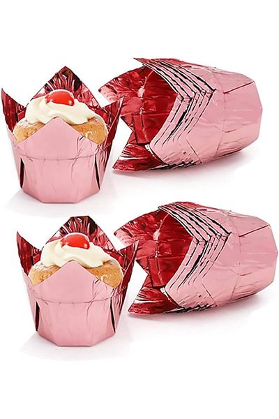 Generic Tazweeq Cupcake Liners for Baking, 100pcs Natural Tulip Cupcake Liners for Baking, Disposable Tulip