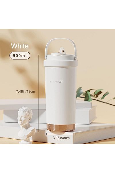 Generic TIKHOME 17 oz Travel Coffee Mug, Vacuum Insulated Tumbler with Flip Lid and Straw, 316 Stainless St