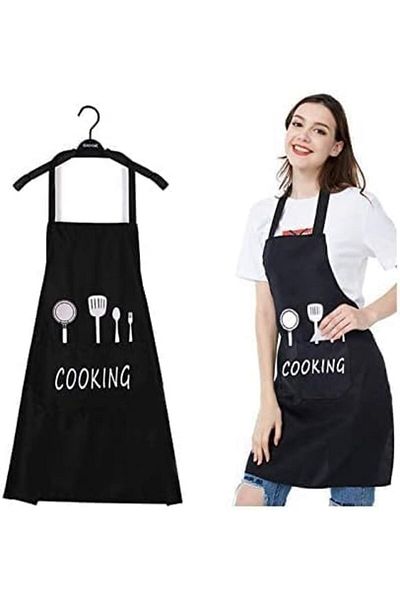 Generic CW Kitchen Apron, couple cooking apron, pocket black kitchen apron, waterproof adjustable chef's ki