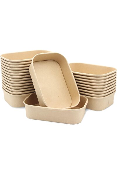 Generic 25-piece Kraft Paper Square Salad Boxes - Oil & Water Resistant, Reus...