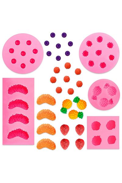 Generic Excefore Fruit Snack Molds Silicone, Candy Silicone Molds & Ice Cube Trays, 5Pcs Fruit Shaped Silic