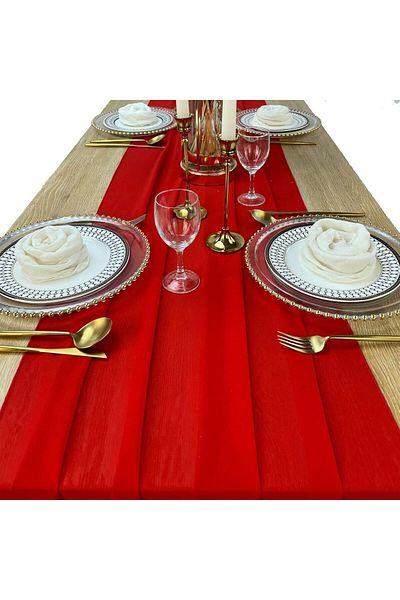 Generic Idrese Chiffon Table Runner 74*300CM, Romantic Sheer Fabric, for Wedding Decorations, Baby Shower,