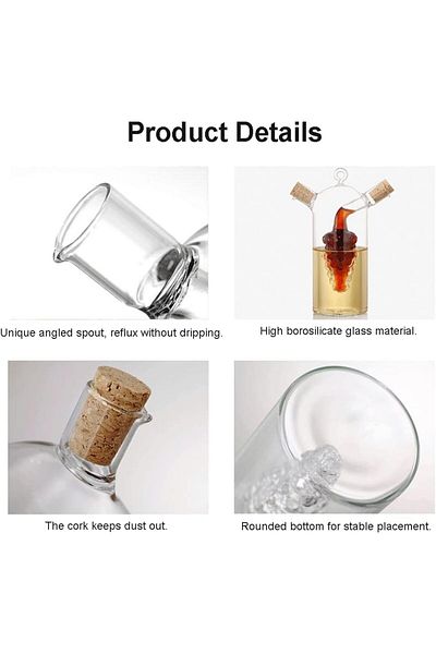 Generic 2 in 1 Olive Oil Vinegar Dispenser Cruet, Clear Glass Bottles with Double Pourer Spout, Convenient