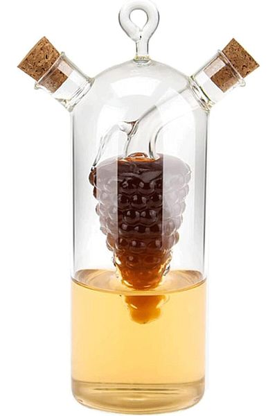 Generic 2 in 1 Olive Oil Vinegar Dispenser Cruet, Clear Glass Bottles with Double Pourer Spout, Convenient