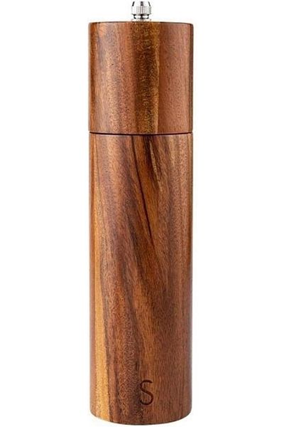 Generic Tazweeq 8 Inch Solid Wooden Salt and Pepper Grinder, Adjustable Manual Spice Mills Shakers, Kitchen