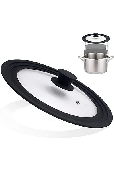Generic Universal Lid for Pots Pans and Skillets Tempered Glass Covered with Heat Resistant Silicone Rim Di