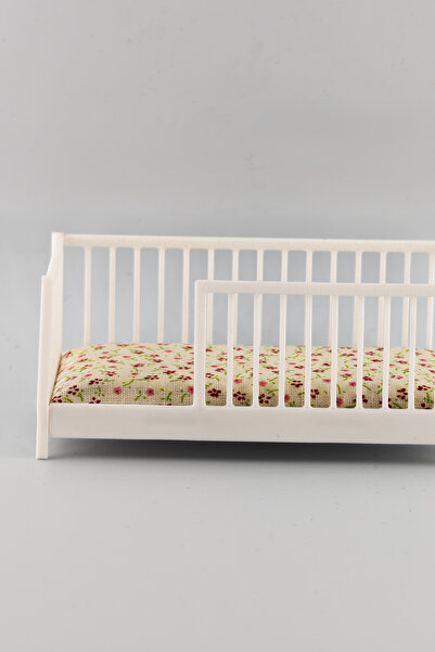 shop 1:20 Ölçekli Oyuncak Bebek Evi Mobilyası - Minik Beyaz Beşik Modeli -10.6cm
