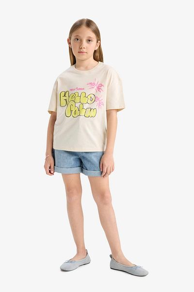 DeFacto Girls Relax Fit Crew Neck Short Sleeve T-Shirt E0389A825Sm