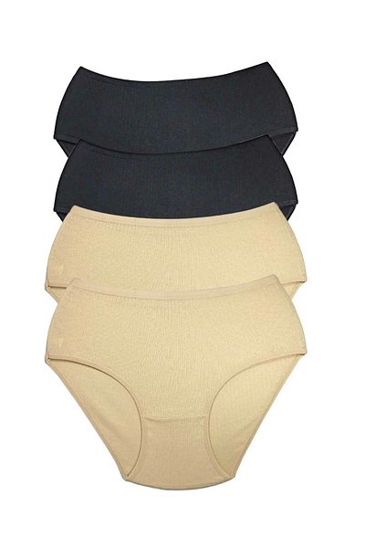 PRATİKOBA 4 Pieces Women's High Waist Ribbed Bato Panties S014