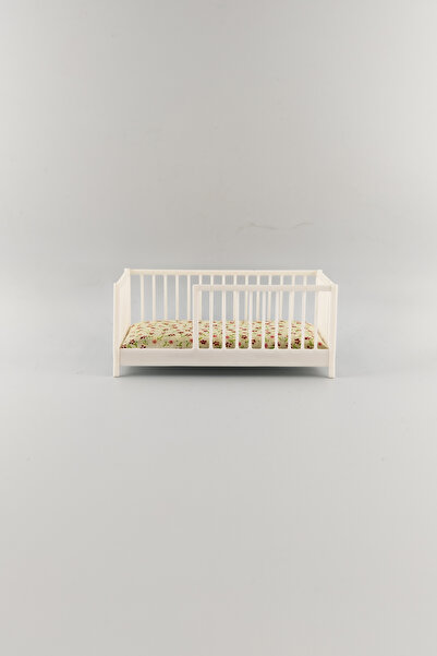 shop 1:20 Ölçekli Oyuncak Bebek Evi Mobilyası - Minik Beyaz Beşik Modeli -10.6cm