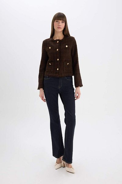 DeFacto Μπουφάν Tweed Blazer με κανονική εφαρμογή D8460AX24AU