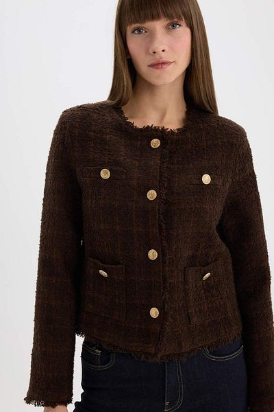 DeFacto Μπουφάν Tweed Blazer με κανονική εφαρμογή D8460AX24AU