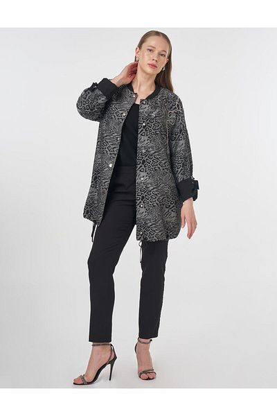 Kayra Jachetă brodata cu model leopard neagră