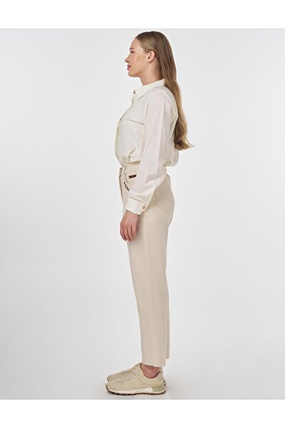 Kayra Punto Stitched Denim Trousers Cream