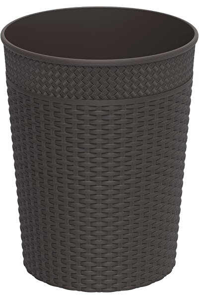 Arabest 10L Round Waste Basket, Dark Brown