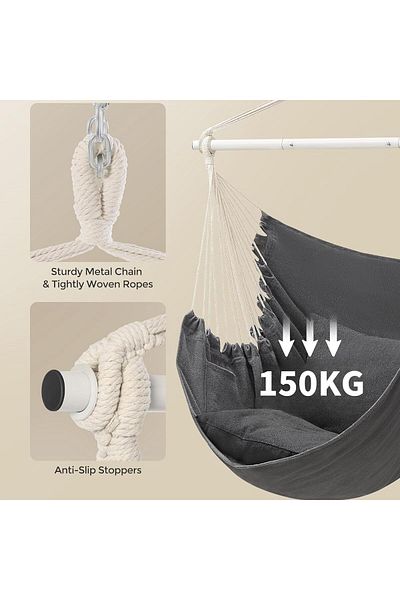 Generic Uandhome Hammock Chair, Hanging Rope Swing, Swing Chair with Cushion and Pillow, Large Hanging Chai