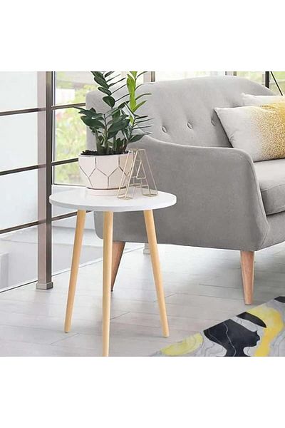 Generic AGD Round Side Table, Small Folding Coffee Table Anti-Rust and Waterproof Easy Assembly for Living