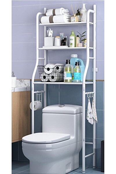 Generic dyCtsBKc The Toilet Rack,3-Tier Bathroom Space Saver,Metal Frame Shelf for Home Bathroom Laundry, B