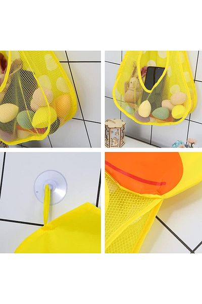 Generic Owving Bath Toy Organizer Net Cartoon Tiger and Panda 19in Baby Bathing Storage Net with 2 Strong S