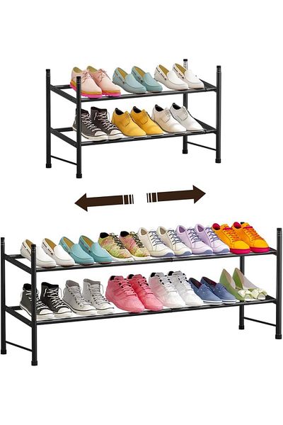 Generic Solerconm Shoe Rack 6-12 Pairs Shoes Organizer,Metal Iron of Expandable and Adjustable Shoes Organi
