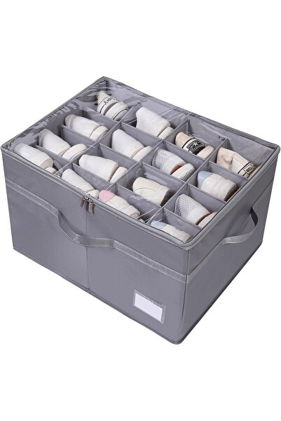 fulina Shoe Organizer for Closet Large Shoe Storage Boxes Fit 16 Pairs, Fabric Shoe Bin with Clear Cover, A