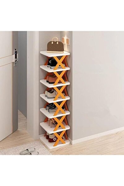 Arabest 6 Layers Folding Shoes Storage Organizer, Narrow Entryway Plastic Fre...