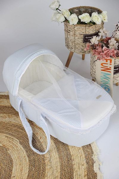 Generic FUN MOMENT Portable Baby Bed With Thick Padded Seat With High Quality Material White/Sky 67x30x16cm