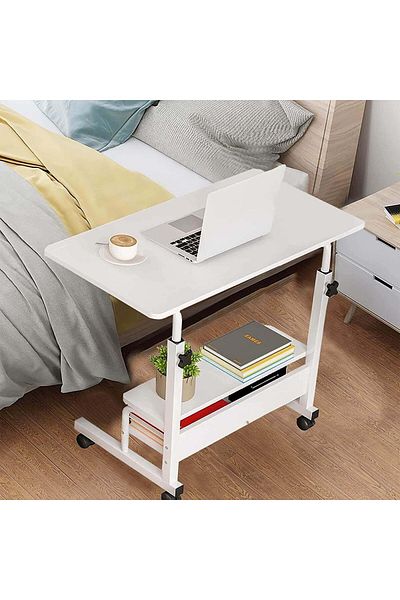 Generic 1st Portable Overbed Computer Table, Portable Laptop Table Easy to Move, Multifunctional for Living
